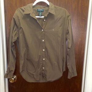 Ralph Lauren women’s 14P army green button-down shirt